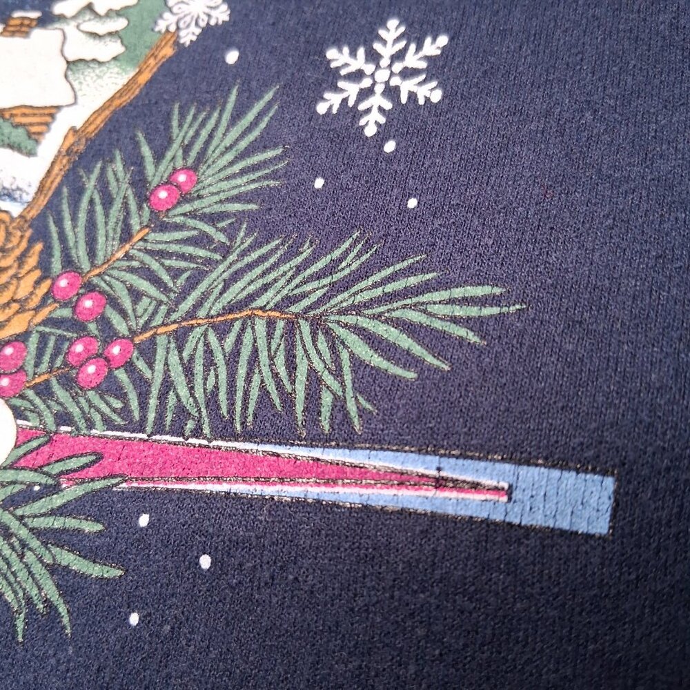 Vintage Minnesota Sweatshirt Large Winter Wonderland Snow Cabin Nature Crewneck - Picture 13 of 13